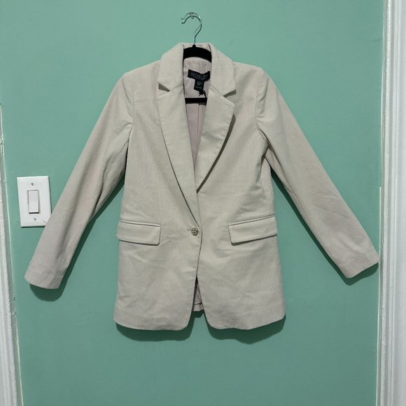 corduroy ivory  hip length blazer - Picture 1 of 6